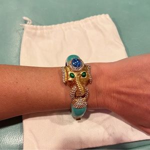 RARE J. Crew turquoise elephant bangle bracelet